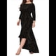 thumbnail image 1 of Vestidos de Talla Grande para Mujer, Vestido Formal de Terciopelo con Mangas 3/4, Corte Sirena y Dobladillo Alto y Bajo Negro XXL, 1 of 9