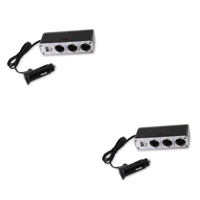 Sidaley Divisor de encendedor de cigarrillos para coche de 1 a 3 enchufes con adaptador de USB DC 12-24V adaptador de corriente para Como se muestra 2piezas