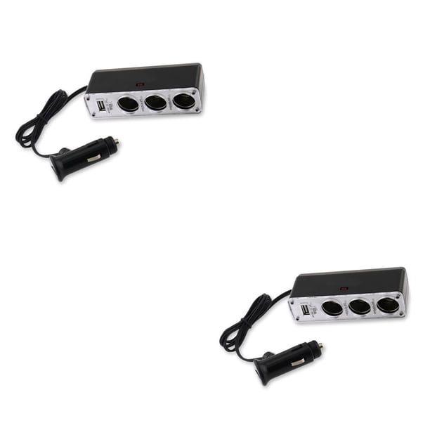 Speravity Divisor de encendedor de cigarrillos para coche de 1 a 3 enchufes con adaptador de USB DC 12-24V adaptador de corriente para coche Como se muestra 2piezas