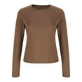 thumbnail image 5 of AherBiu Going out Tops for Women Long Sleeve Slim Fitted Crewneck Basic Layer Tops T Shirts Tees, 5 of 6