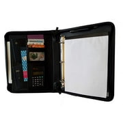ImpecGear Executive Zippered Padfolio Portfolio Binder Folder File Divider Organizer Planner (Black)