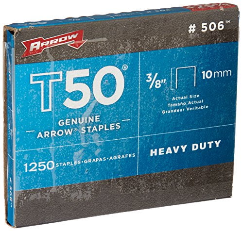 506 3/8" T50 Staples - Steel 10mm 1250/Pack Arrow Fastener 