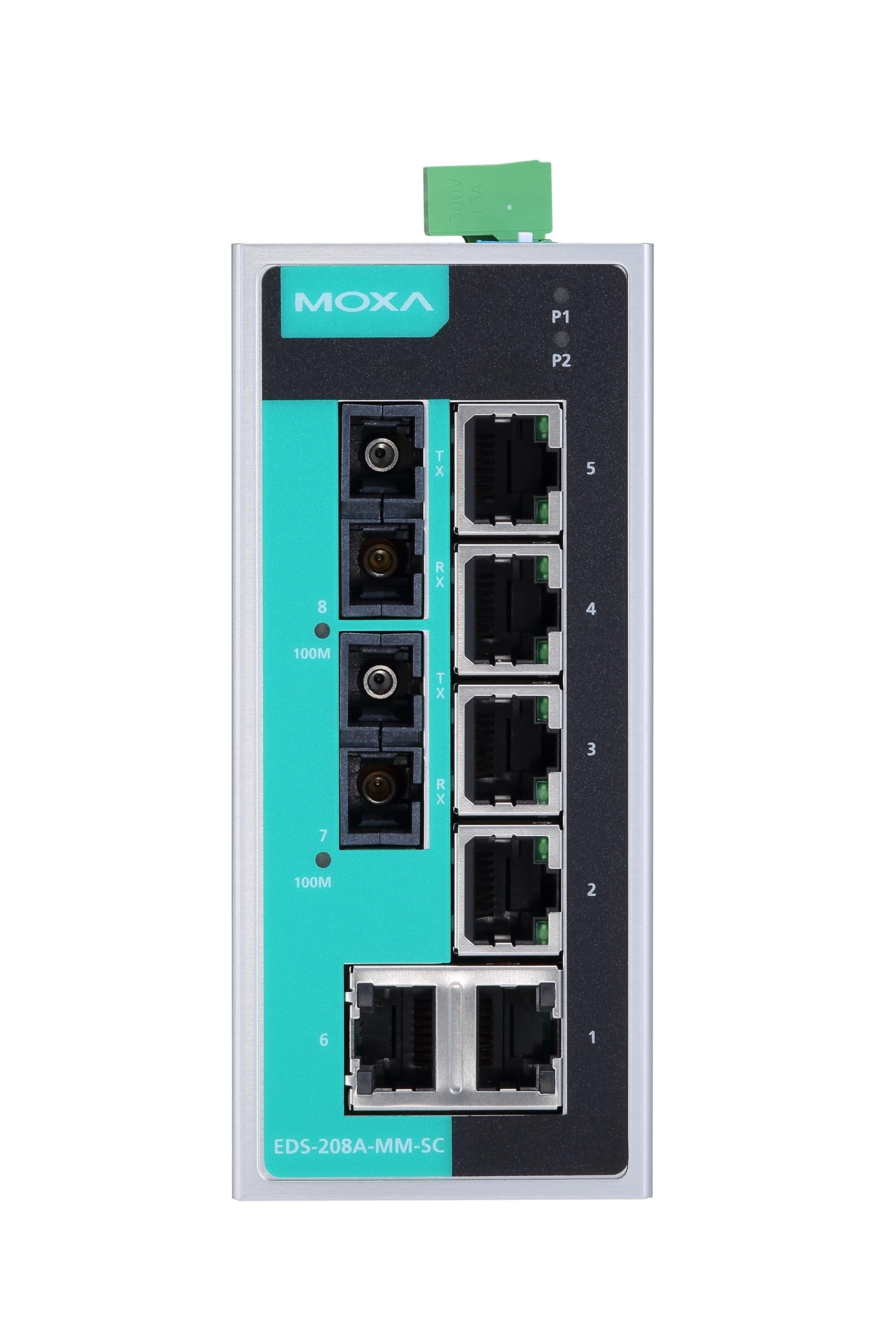 MOXA EDS-208A-MM-SC - Unmanaged Ethernet Switch with 6 10/100BaseTX Ports, and 2 100BaseFX Multi-Mode Ports with SC Connectors, -10 to 60C