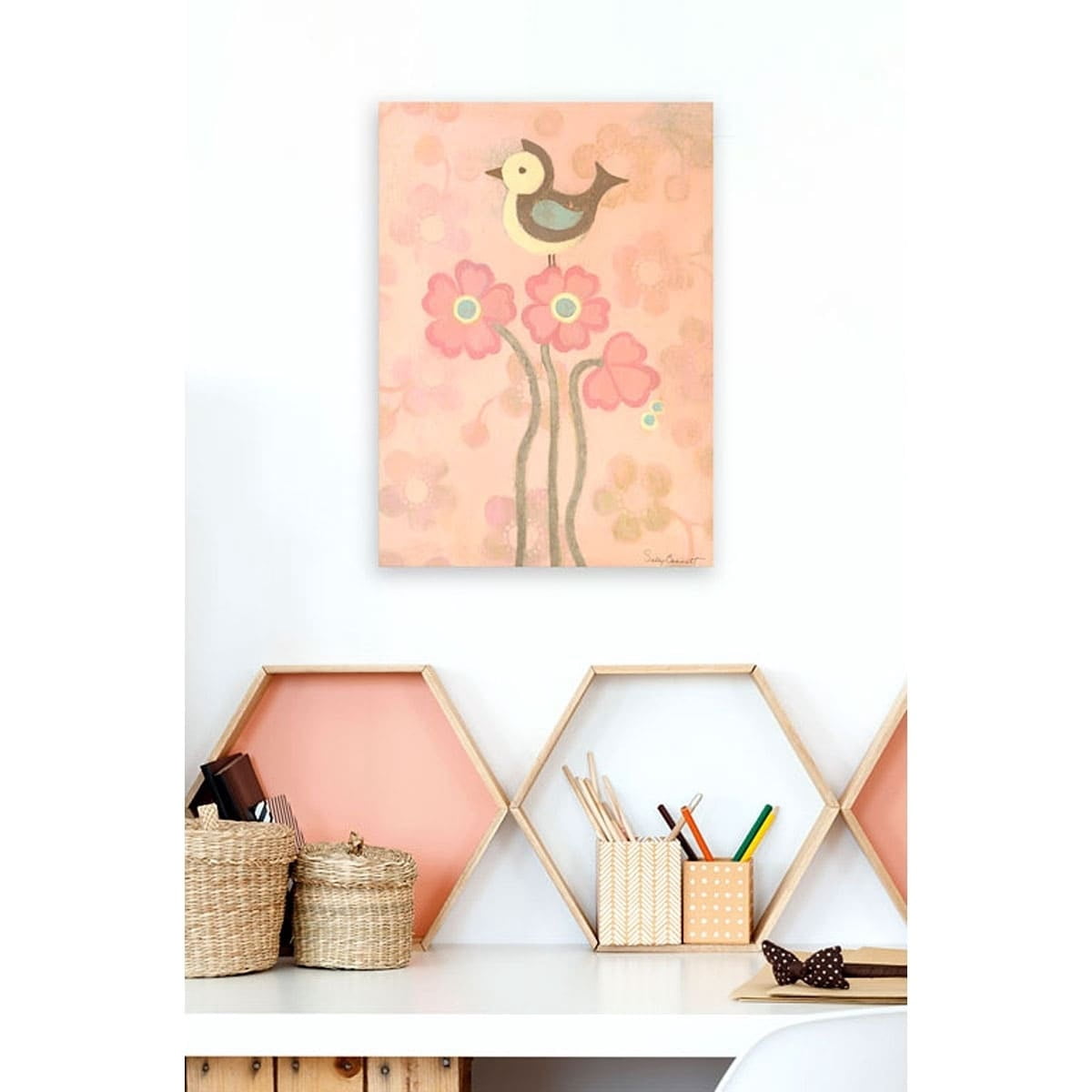 Oopsy Daisy's Love Bird, Pink Canvas Wall Art, Size 10x14