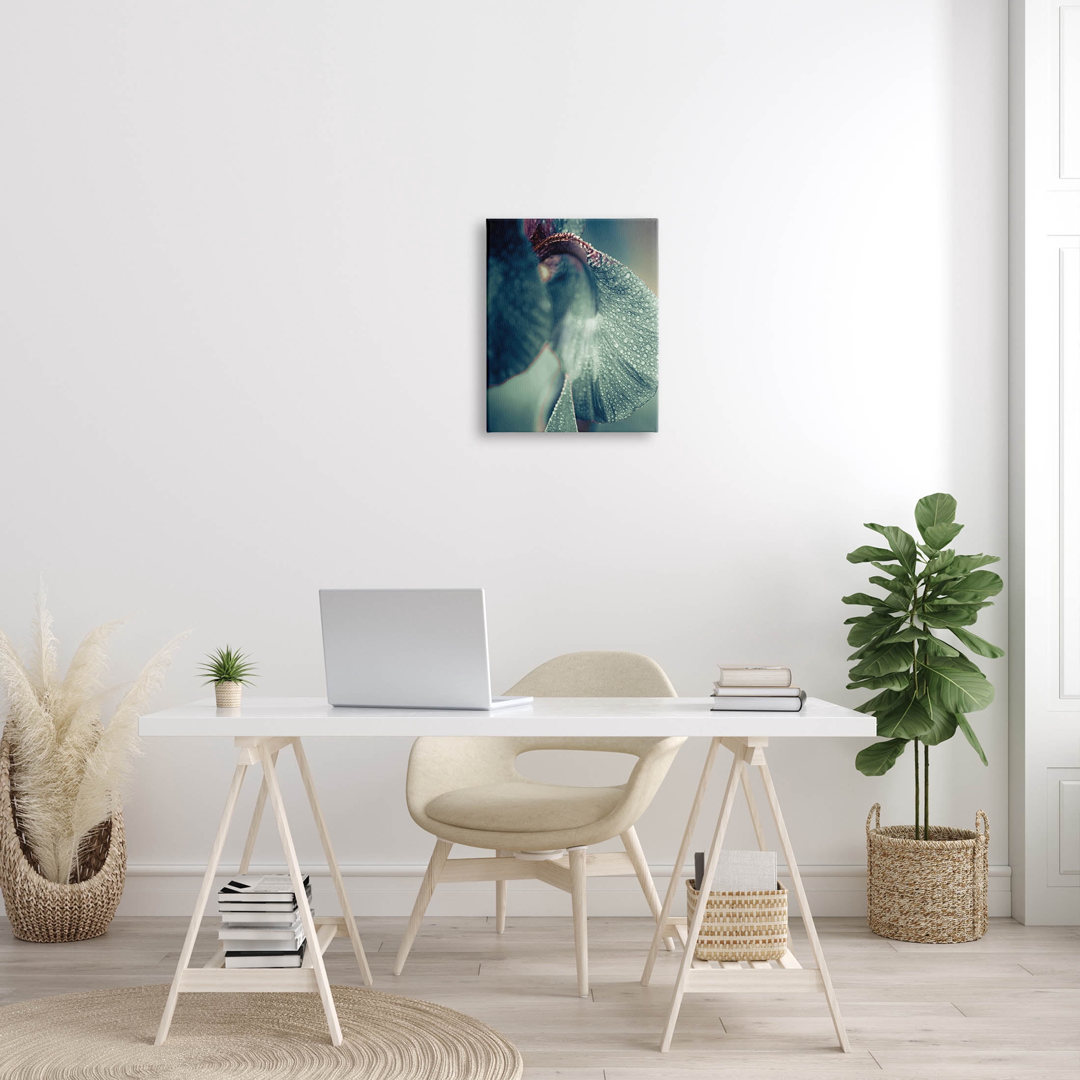Close Up Water Drip Petals Botanical & Floral Photograph Gallery Wrapped Canvas Print Wall Art
