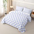 thumbnail image 3 of Erosebridal Blue Groovy Daisy Bed Spread Queen for Girls, Simple Floral Flower Queen Coverlet Set, 3pcs, 3 of 7