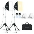 thumbnail image 1 of 2Pack Professional Softbox Lighting Kit, 16'' x 16'' Studio Lights with 85W 2700-6500K E27 LED Bulbs, Continuous Lighting for Photography/Video Recording/Live Streaming, 1 of 7