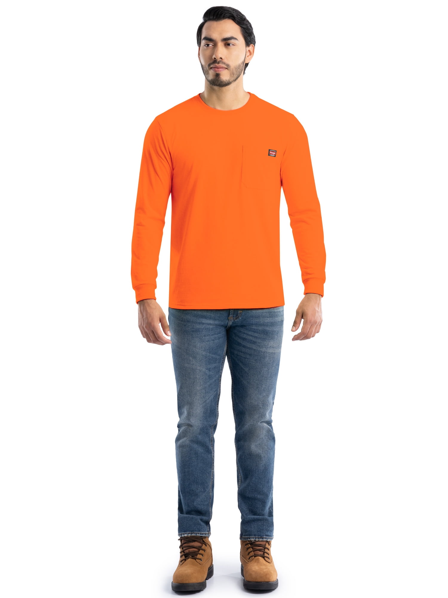 Wrangler Workwear Men's Long Sleeve Heavyweight Pocket T-Shirt, Size S-3XL (Men's and Big Men's)