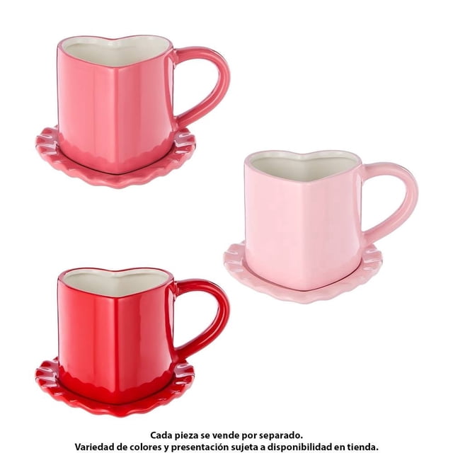 Set de Taza con Plato Way to Celebrate de Cerámica en Forma de Corazón para Bebidas Calientes