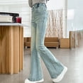 thumbnail image 4 of KVPLBQFD Girls Flare Jeans Stretchy Slim Bell Bottom for Kids Soft Stretch High Waist Denim Pants Teens Trendy Casual School Everyday Wear, 4 of 8