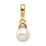 BAGATELA 14K Yellow Gold Freshwater Cultured Pearl & Diamond Pendant