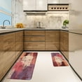 thumbnail image 6 of 2 Pieces Kitchen Rugs, Abstract Anti Fatigue Non Slip Foam Cushioned Burgundy Red Yellow Comfort Art Modern Indoor Floor Mat Runner Rug Set for Laundry Office Sink Bathroom (17"x48"+17"x24"), 6 of 13