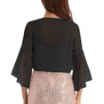 thumbnail image 6 of BODOAO Women's Bolero Shrug Cardigan Open Front Cover Up Chiffon Sheer 3/4 Sleeve Kimono Women's Solid Color Flared Sleeve Chiffon Cardigan Small Shoulder Top Black S, 6 of 6