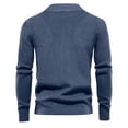 thumbnail image 4 of Wutalume Men's Casual Loose Fit Solid Color Semi-Zipper Stand-Up Collar Sweater, Warm Long Sleeve Pullover Knitted Top for Relaxed Wear,Blue XL, 4 of 4