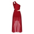 thumbnail image 2 of Linjinx Womens Elegant Modern Lyrical Dance Sleeveless Asymmetrical Flowy Long Maxi Dress Burgundy M, 2 of 5