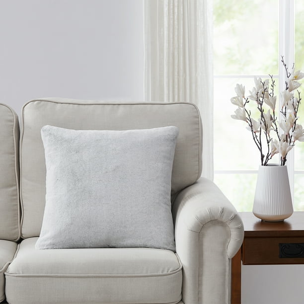 Better Homes & Gardens 20" x 20" Grey Tipped Faux Fur Decorative Pillow