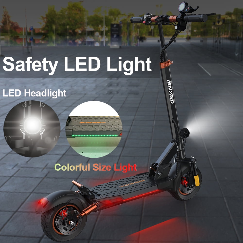 12.5AH 48V 800W Electric Scooter Max 45KM/H & 25-40KM with Seat, 10 inch Tires, iENYRID Kick Scooter Commuter for Adults & Teens & Kids
