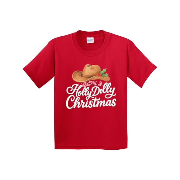 Inktastic Holly Dolly Christmas Cowboy Hat Festive Youth T-Shirt