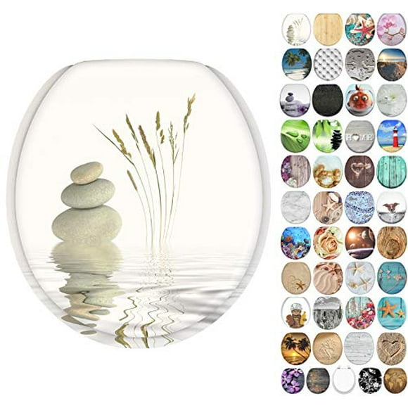 Sanilo Round Toilet Seat, Wide Choice of Slow Close Toilet Seats, Molded Wood, Strong Hinges (Balance)