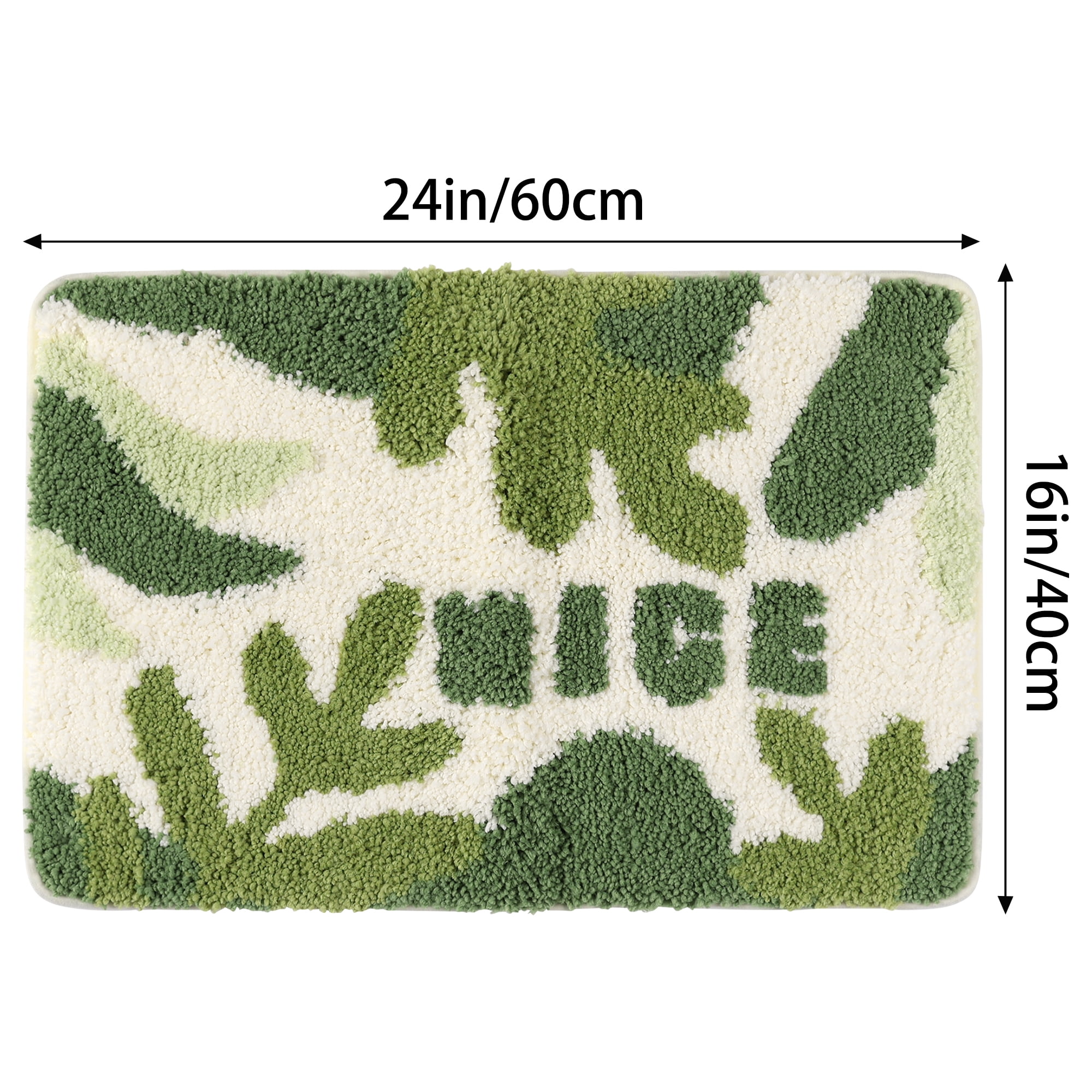 Unique Bargains Soft Plush Non-Slip Printing Mat Quick Dry for Bathroom Floor Leaf 16"x24"