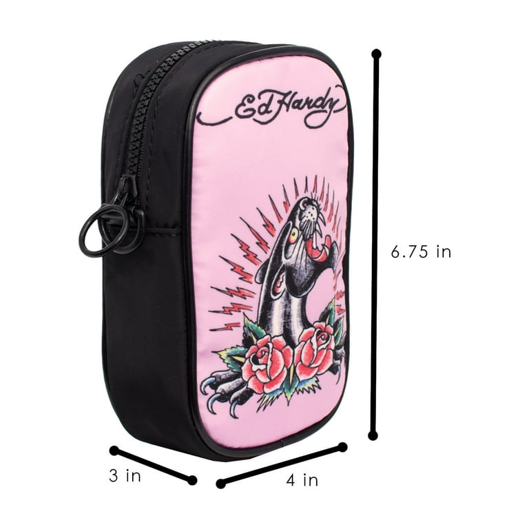 always what you should do バック Ed Hardy Unisex Black/Pink Nylon Phone Crossbody Bag with