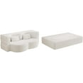 thumbnail image 6 of Tabaray Modern Floor Sofa Bed Full Size, 78"Convertible Teddy Fabric Foam Filled Sleeper Sofa Bed Small Queen,15"H Folding Mattress for Living Room, Guest Bed, Playroom, no assembly required, Beige, 6 of 9