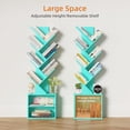 thumbnail image 5 of LELELINKY Tree Bookshelf, 7-Tier Zigzag Bookcase with 2 Shelves, Vertical Storage Shelf for Books & Décor, Space-Saving Design, Teal, 5 of 8