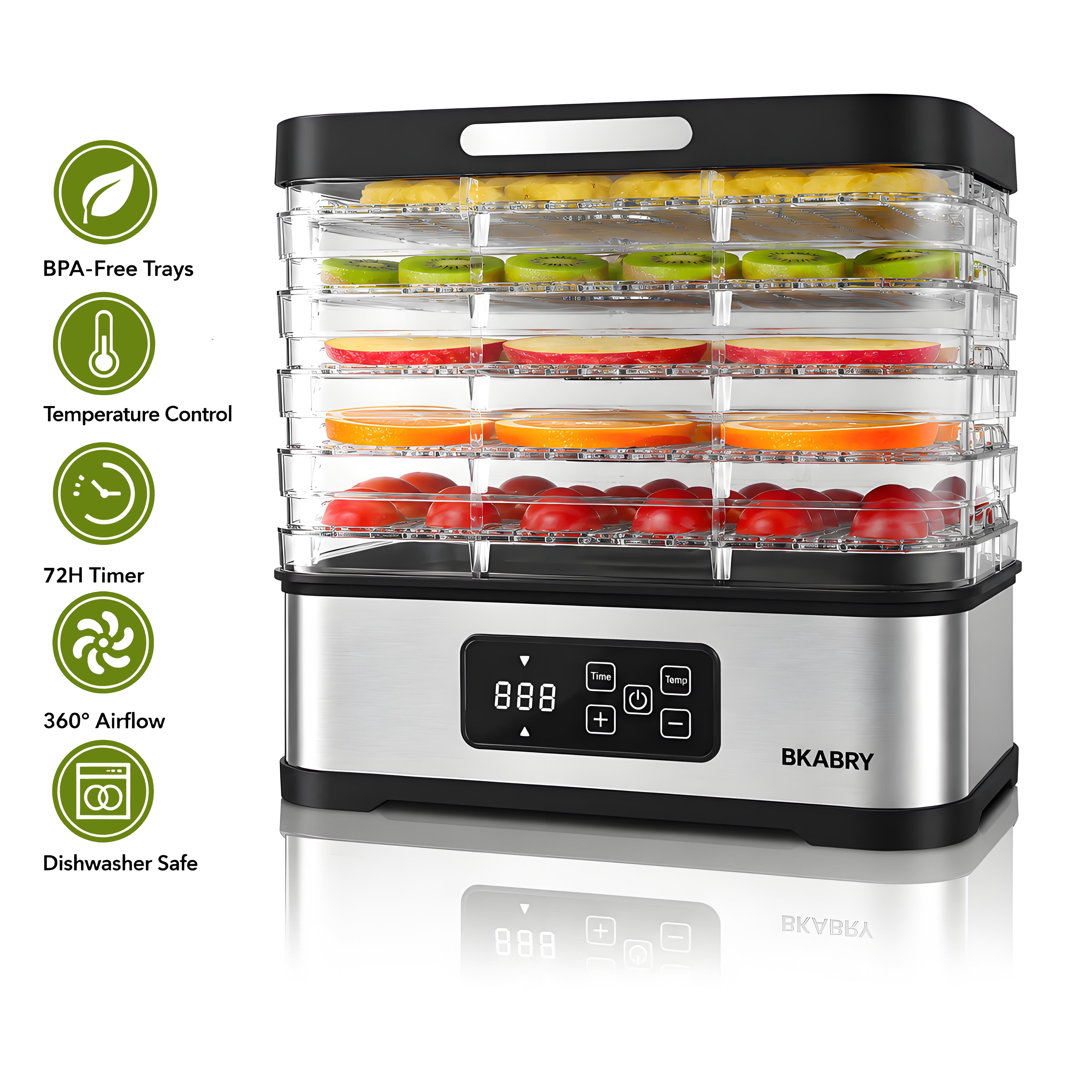 Excalibur 5-Tray Stackable Food Dehydrator Kitchen Machine, Black