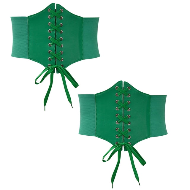 Corsé moldeador de cintura para mujer, 2 piezas, color sólido, estilo ancho, correa ajustable, estilo corte, 68 cm, faja de PU para mujer