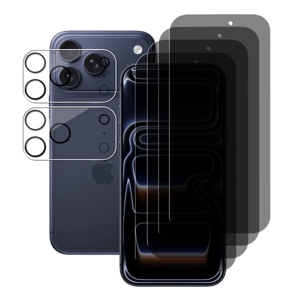 UZWZW (4 2) for iPhone 17 Pro Max (6.9") Privacy Screen Protector Anti-Spy Tempered Glass with (2 Pack) Camera Lens Protector