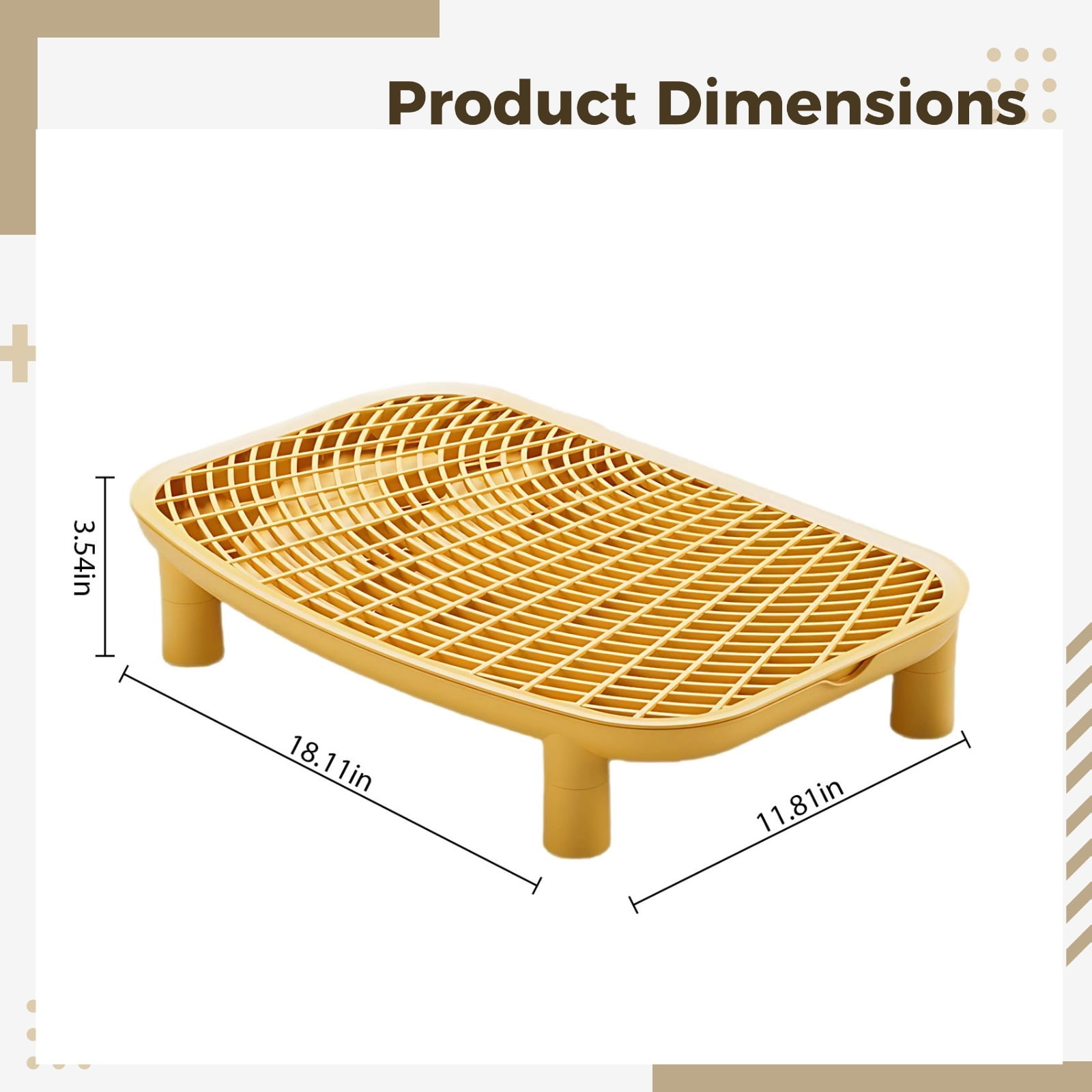 Cat Litter Box Anti-Tracking Platform with Elevated Design, 18.1 in / 46 cm Wide, Honeycomb Design, Detachable Cat Sand Step, Yellow Litter Box Step for Easy Cleaning