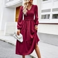 thumbnail image 2 of Vestido de manga farol para mujer Vestido suelto de cintura alta Jersey elegante Vestido largo fluido Hugtrwg Para estrenar, 2 of 7