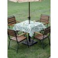 thumbnail image 4 of Outdoor Tablecloth with Umbrella Hole for Patio/Picnic/Party/Camping, Turquoise Willow Leaves Waterproof Table Cloth Square Cover Washable, Modern Dotted Boho Minimalist Art (60"x 60"), 4 of 9