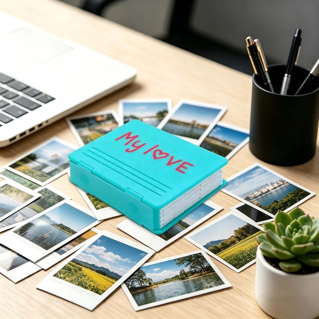 EQWLJWE Household Essentials Tools Home Improvement, My Love Mini Photo Album Folding Photo Storage Box Portable Photo Organizer for 3 Inch Photos