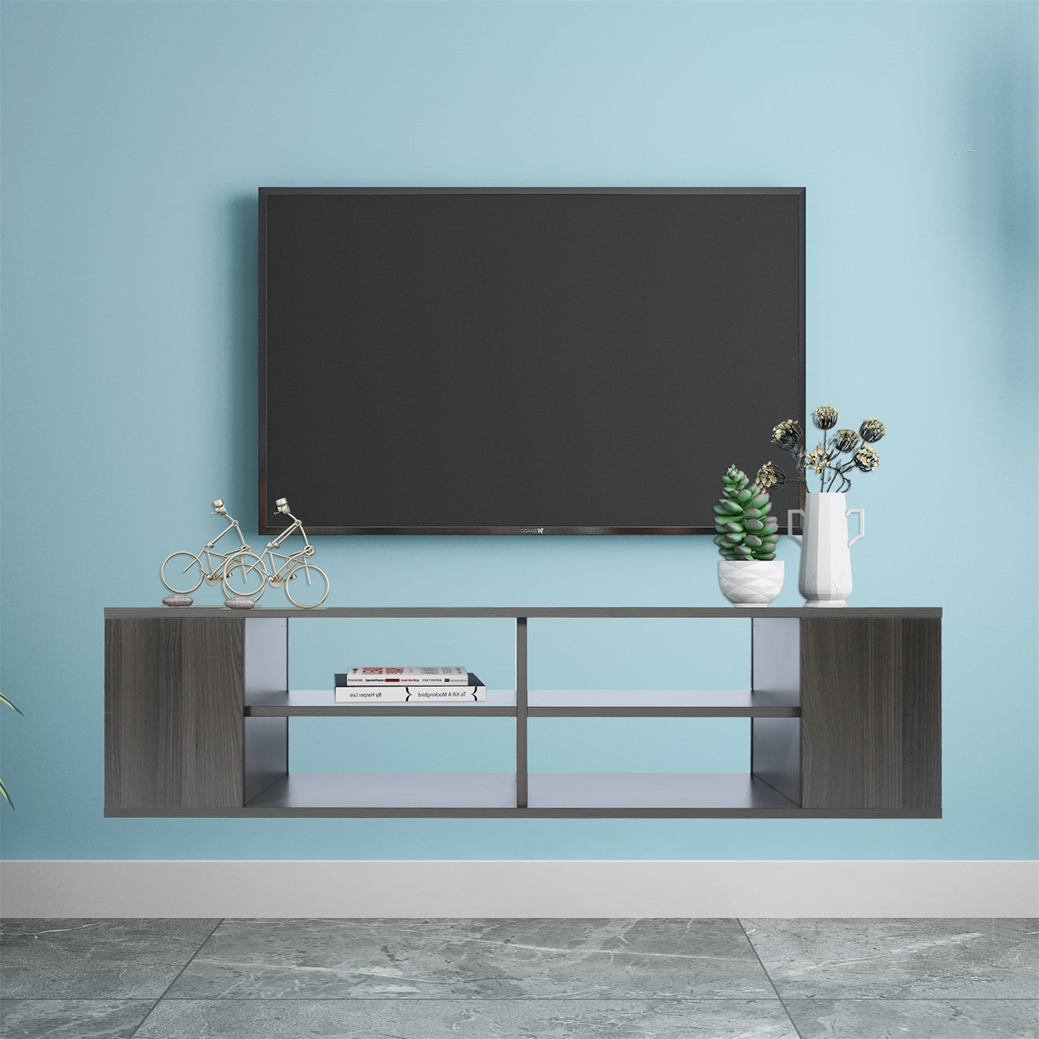 Kadyn Floating Wall Mounted Tv Console, Farmhouse Tv Stands for 50 Inch Tv, Entertainment Center for Tvs, Oak Kadyn Floating Wall Mounted Tv Console, Farmhouse Tv Stands for 50 Inch Tv, Entertainment Center for Tvs, Oak