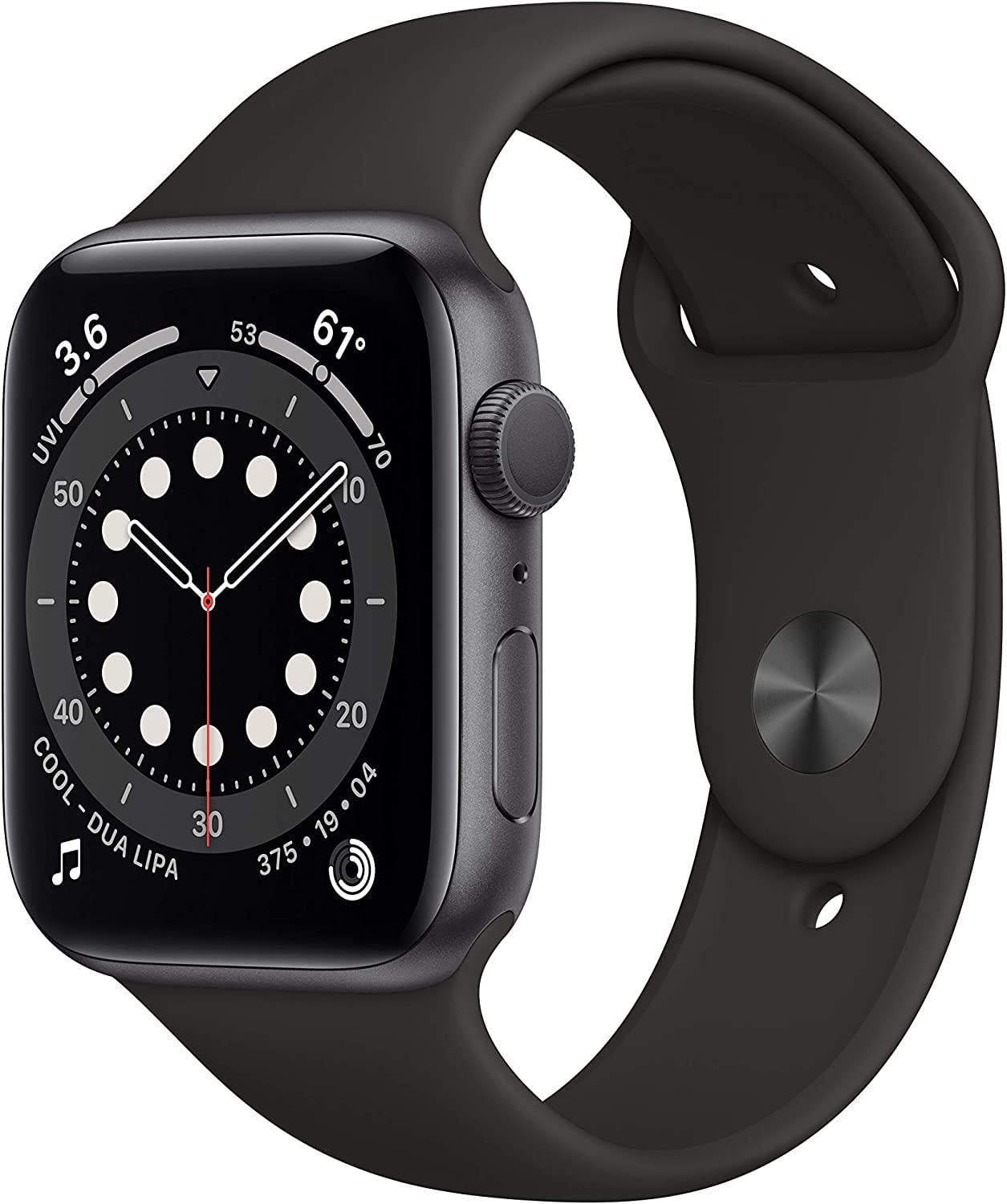 Restored Apple Watch Series 6 (GPS, 40 mm) Space Gray Aluminum Case with Black Sport Band Bundle 5 Bonus Bands, Charging Stand, Screen Protector, & 2 amp charger (Refurbished)