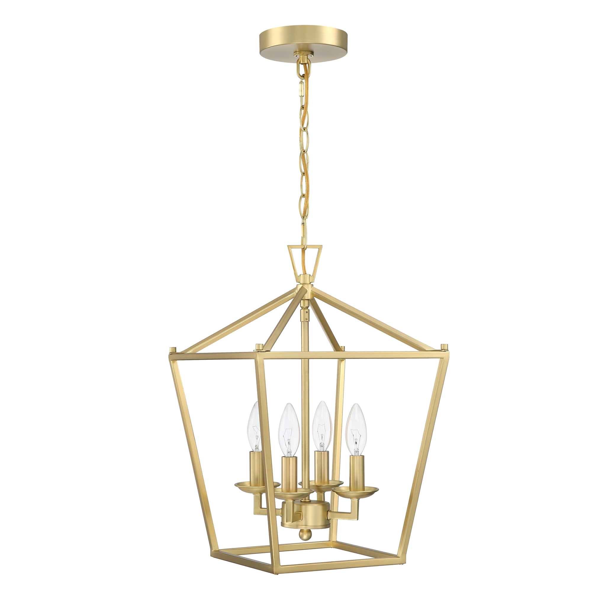 12" 4-Light Gold Pendant Lighting for Kitchen Geometric Ceiling Mount Light Fixture with Adjustable Hanging Chain for Dining Room, Hallway