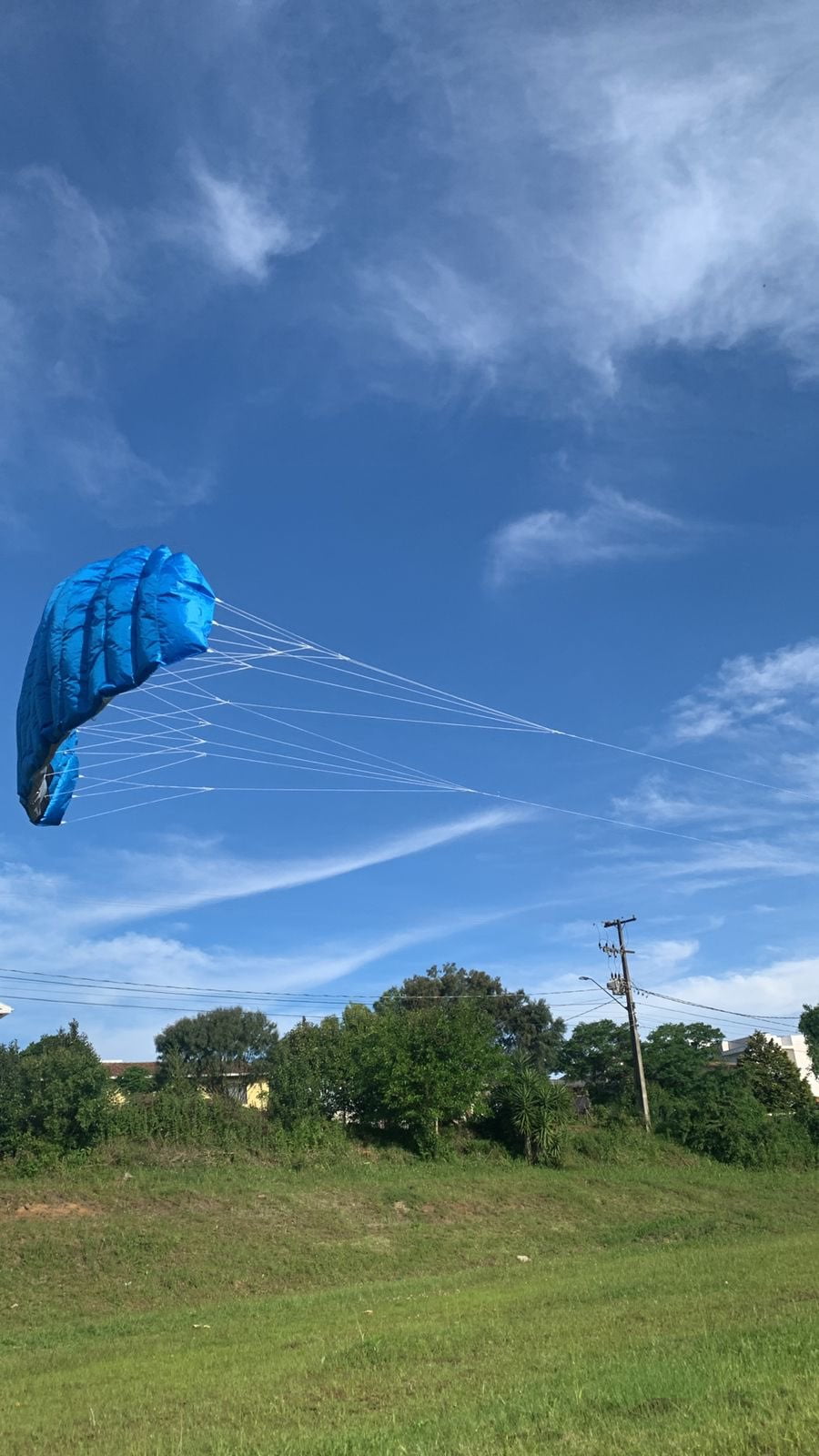 Hengda Kite 98" Blue Dual Line Stunt Parafoil Kite f Nylon Easy to Fly Outside Toy
