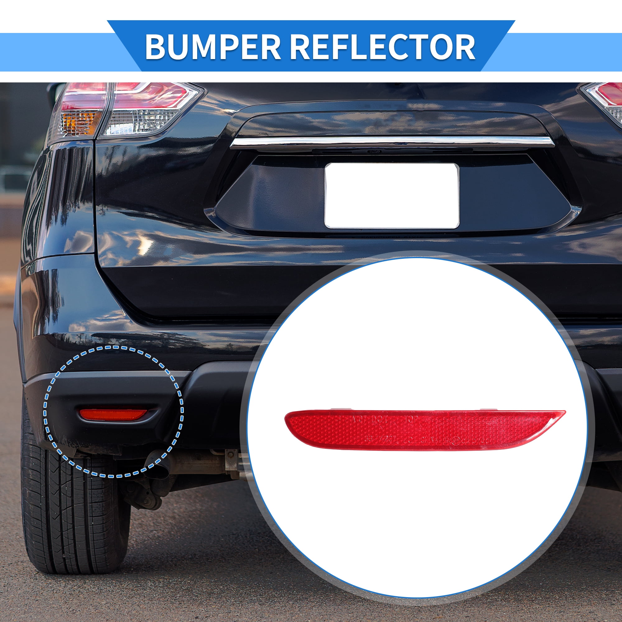 Unique Bargains for Nissan Rogue 2014-2022 Rear Left Bumper Reflector, Plastic Red