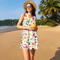 thumbnail image 3 of Easygdp Crabs Shrimps para Vestido Transpirable de Mujer, Vestido Suelto de Manga Corta con Pliegues y Bolsillos para el Verano, 3 of 7