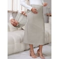 thumbnail image 2 of DARING DIVA Women's Midi Skirt Adjustable High Waist Over Belly Stretchy Jersey 2XL Brown, 2 of 8