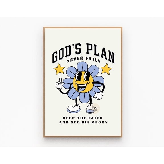 Retro Christian Poster Print, Biblical Faith Affirmations Artwork, Aesthetic Cool Christian Bible Verse Wall Art, God Plan Quotes Wall Art, Modern Wall Decor, 8x12 UNFRAMED