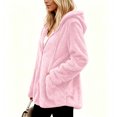 thumbnail image 3 of Scyoekwg Women's Hooded Fleece Zip Up Jacket Long Sleeve Drawstring Sherpa Coat with Side Pockets Soft Warm Loose Fit Fall Winter Outerwear,Size:S-XXL, 3 of 7