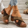 thumbnail image 6 of Wensltd Women's Block Heel Sandals Open Toe Hollow Out Retro Thick Sole Summer Casual Sandals Lightweight Walking, 6 of 8