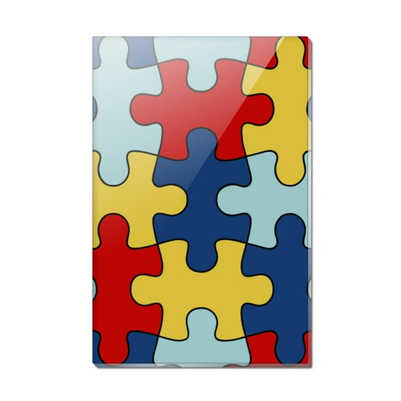 Autism Awareness Diversity Puzzle Pieces Rectangle Acrylic Fridge Refrigerator Magnet