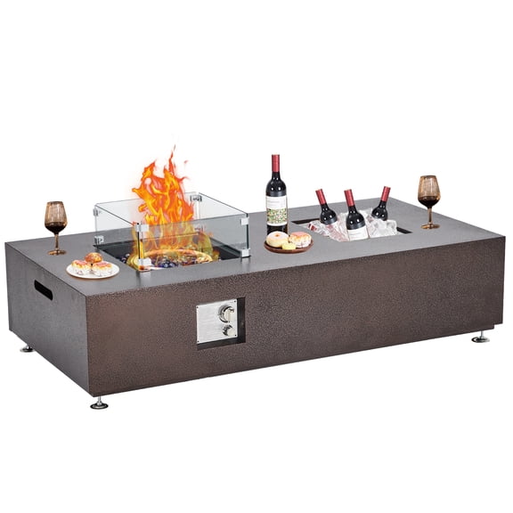 Propane Fire Pit Table, 50000BTU Fire Table with Wind Guard