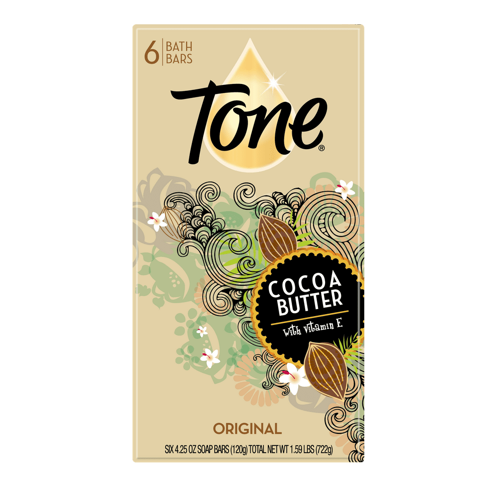 Tone Bath Bar Soap, Cocoa Butter, 4.25 Ounce, 6 Bars