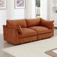 thumbnail image 5 of 2 Seater Sectional Sofa with Storage -Orange Living Room Couch, Corduroy-like Chenille Fabric, Crescent Wraparound Design - Compact 2-Person Sofa for Small Spaces, 5 of 11