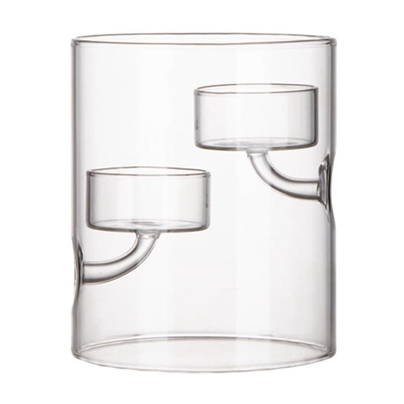 EWSFHUI Clear Glass Candlestick,Christmas Tabletop Decorations European Cylinder Glass Candlestick Oil Lamp Windproof Candlestick Home Furnishings Candlelight Dinner Gift (2 layers)