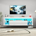 thumbnail image 3 of ChVans Floating TV Stand for TV's up to 75", Wall Mounted Floating Entertainment Center with LED Lights, Modern Wood TV Cabinet for Living Room, Bedroom,White, 3 of 9